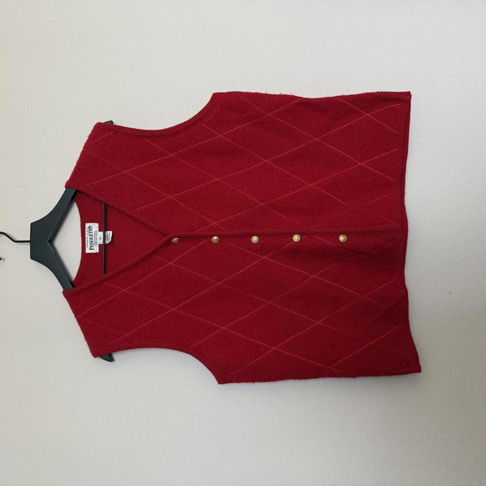 Pendleton Red Diamond Pattern Wool Vest - image 3